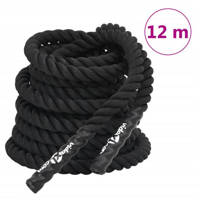 Vidaxl Battle Rope 12 m 9 kg de poliéster negro