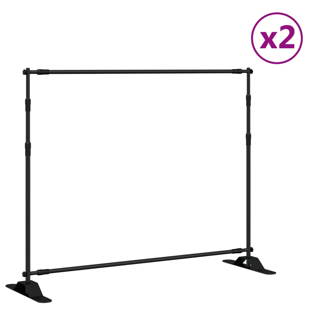 Vidaxl achtergrondstandaards 2 st 254x243 cm staal zwart