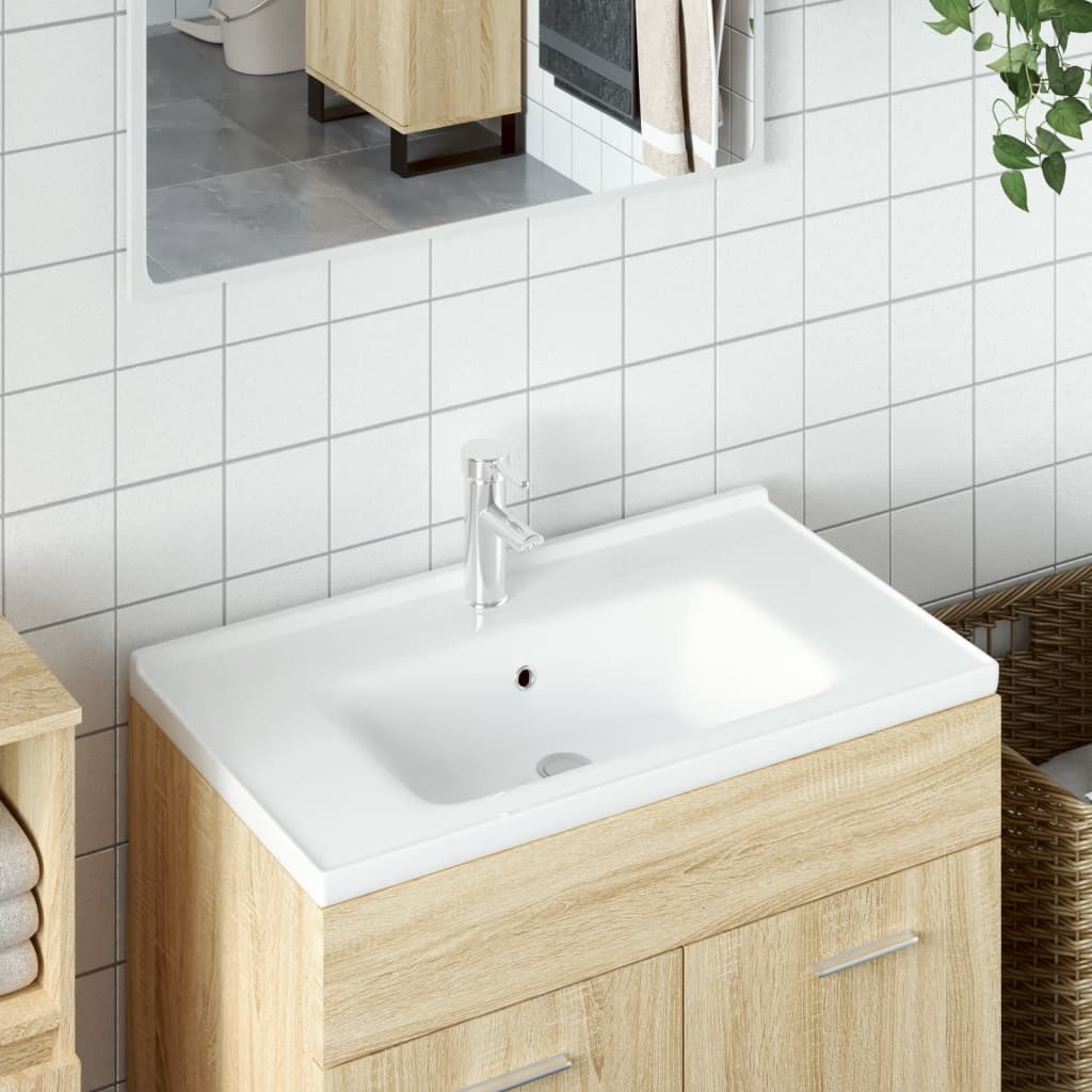 Vidaxl Washbasin Rectangular 81x48x19,5 cm Bianco in ceramica