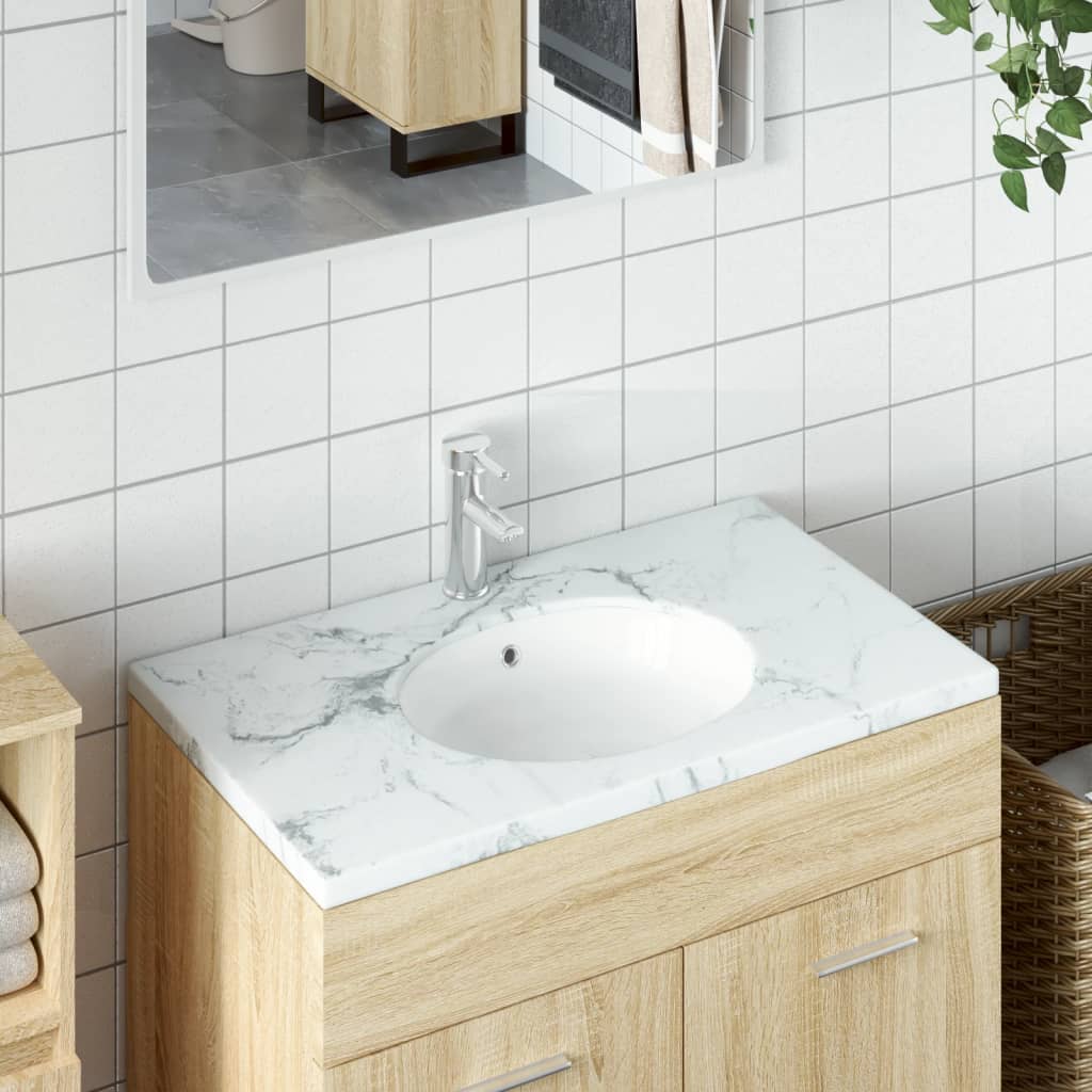 Vidaxl Washbasin Oval 38.5x33.5x19 CM Ceramic White