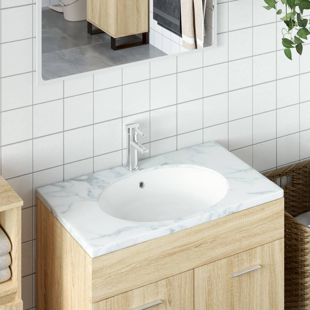 Vidaxl Washbasin Oval 49x40.5x21 cm bianco ceramico