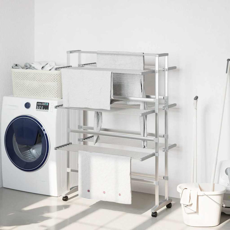 Rack di asciugatura vidaxl con ruote 89x64x129 cm in alluminio