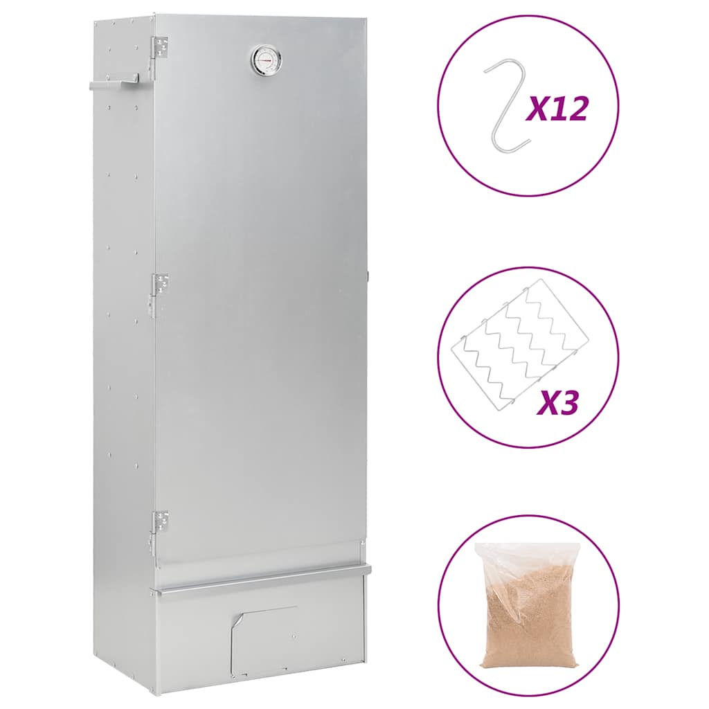 Vidaxl BBQ Fumo del forno con chip in legno 44.5x29x110 cm in acciaio