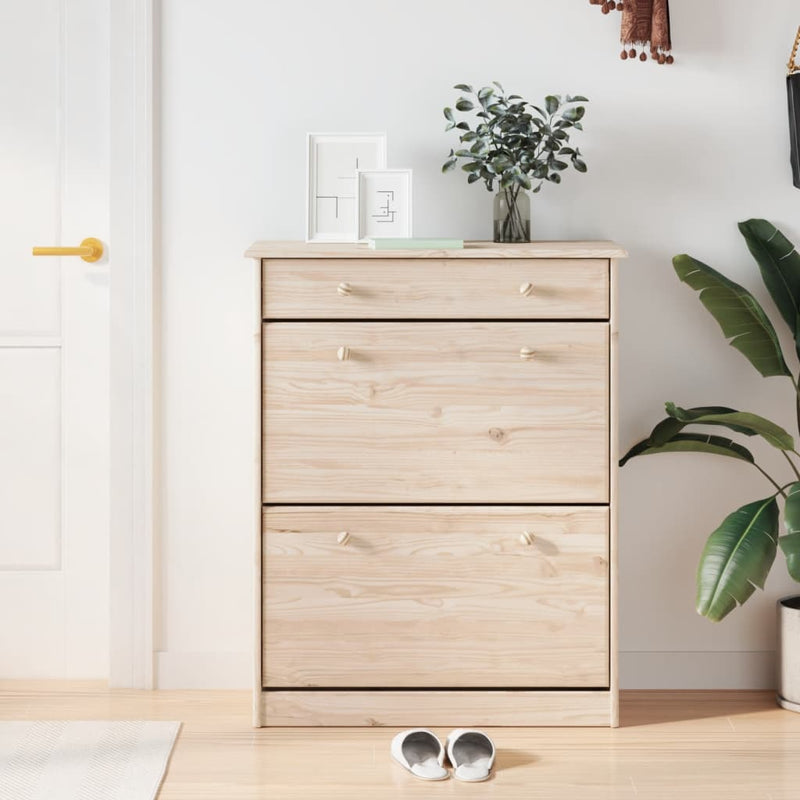 Vidaxl Cabinet da scarpe Alta 77x35x96 cm Pinino solido