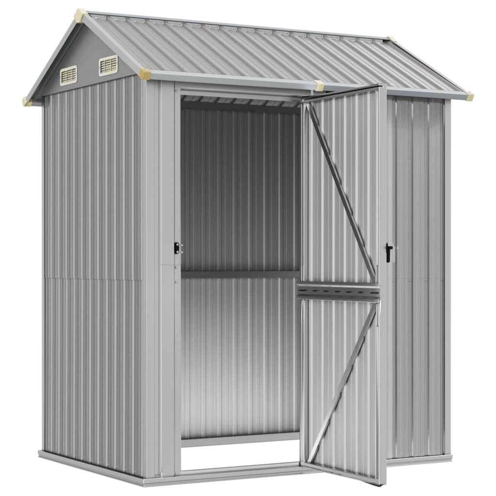 Vidaxl Garden Shed 192x152.5x237 cm de acero galvanizado gris claro