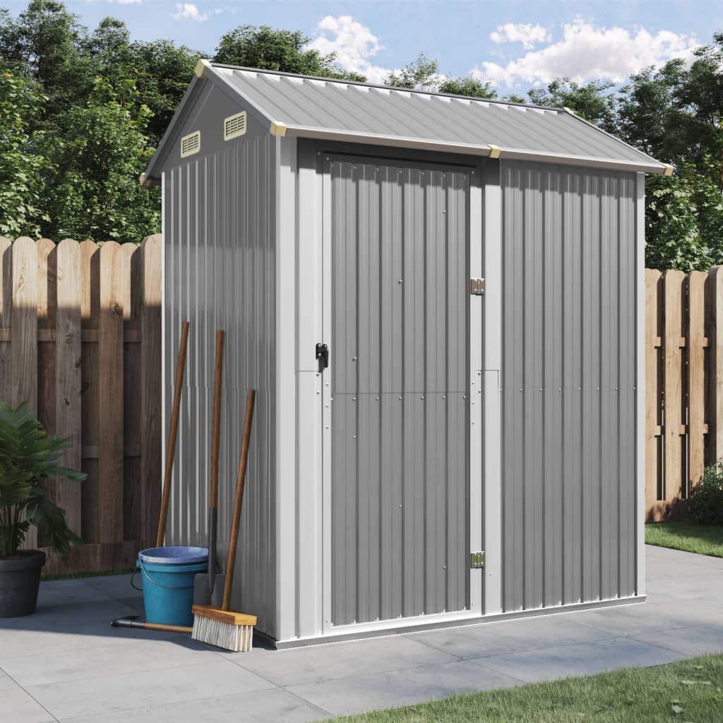 Vidaxl Garden Shed 192x152.5x237 cm de acero galvanizado gris claro