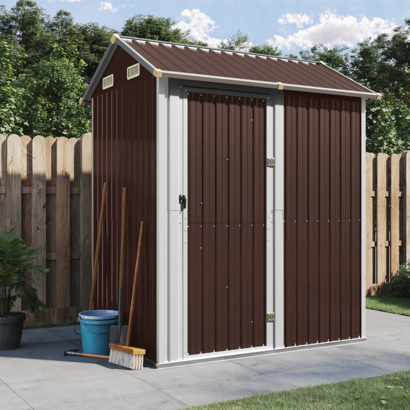 Vidaxl Garden Shed 192x152.5x237 cm de acero galvanizado marrón