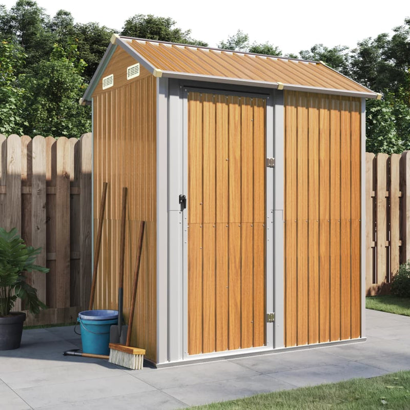 Vidaxl Garden Shed 192x152.5x237 cm de acero galvanizado marrón claro
