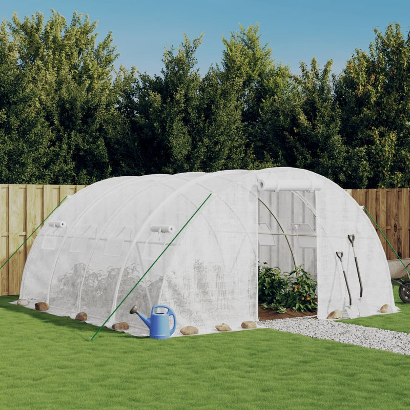Vidaxl tuinkas con telaio in acciaio 16 m² 4x4x2 m bianco
