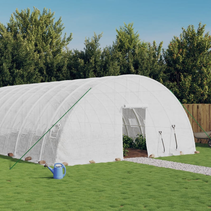 Vidaxl Tuinkas con marco de acero 48 m² 8x6x2.85 m blanco