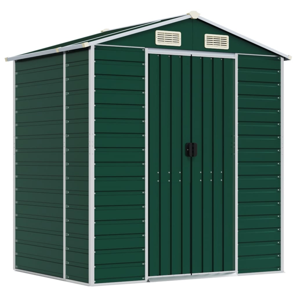 Vidaxl Garden Shed 191x130x198 cm de acero galvanizado verde