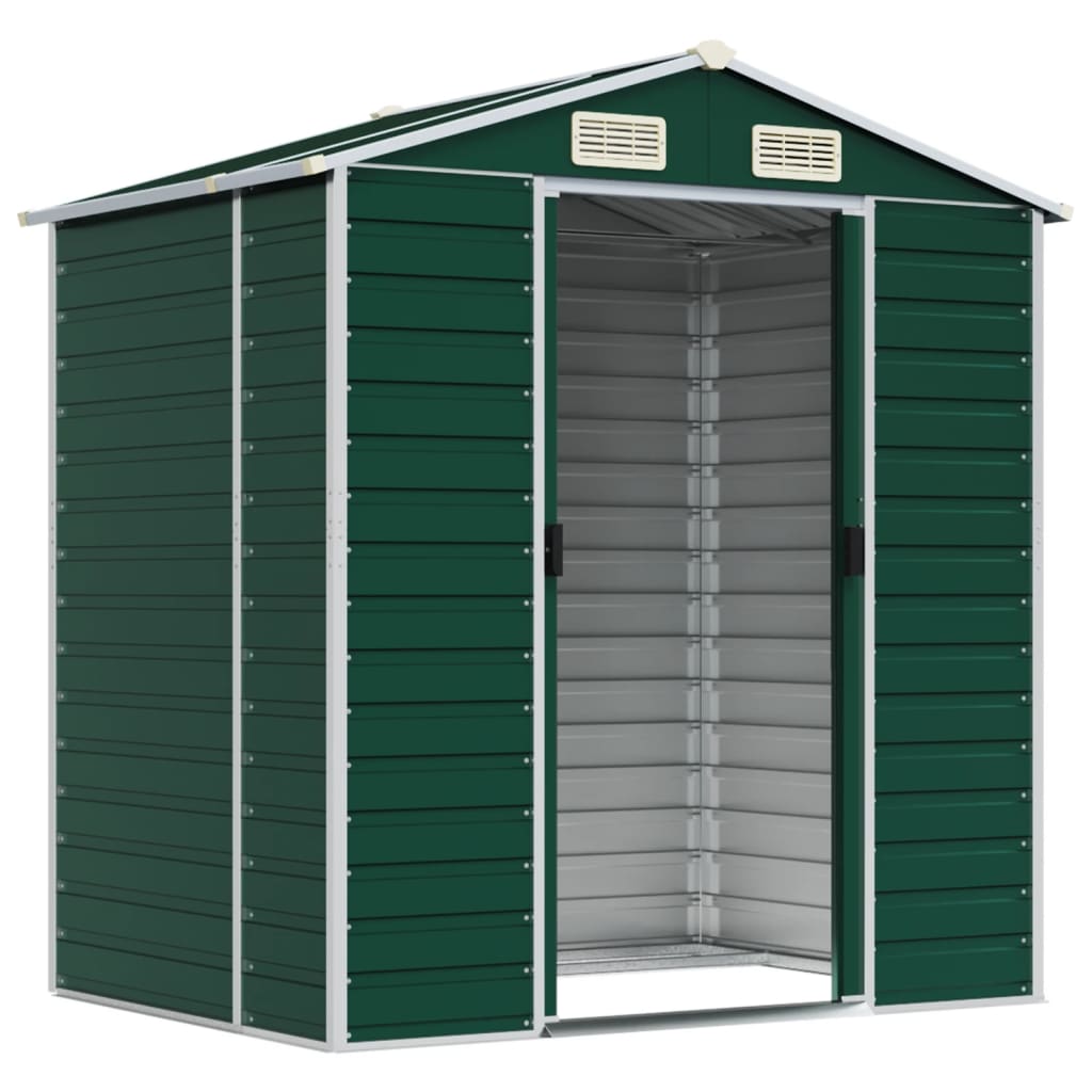 Vidaxl Garden Shed 191x130x198 cm de acero galvanizado verde
