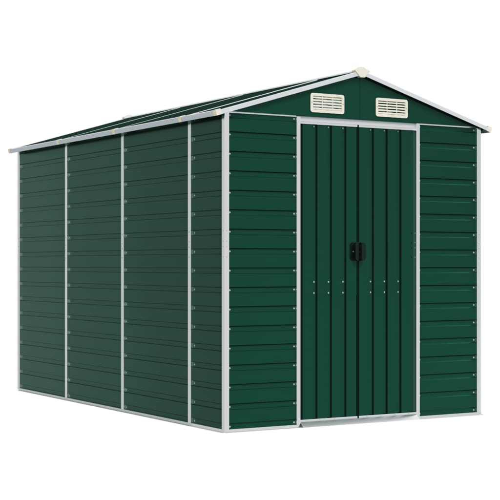 Vidaxl Garden Shed 191x300x198 cm de acero galvanizado verde