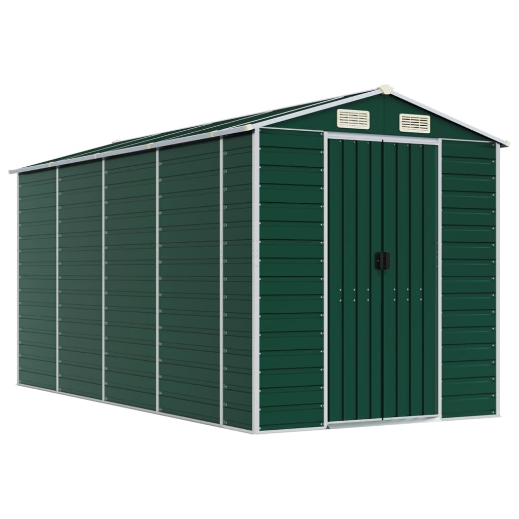 Vidaxl Garden Shed 191x385x198 cm de acero galvanizado verde