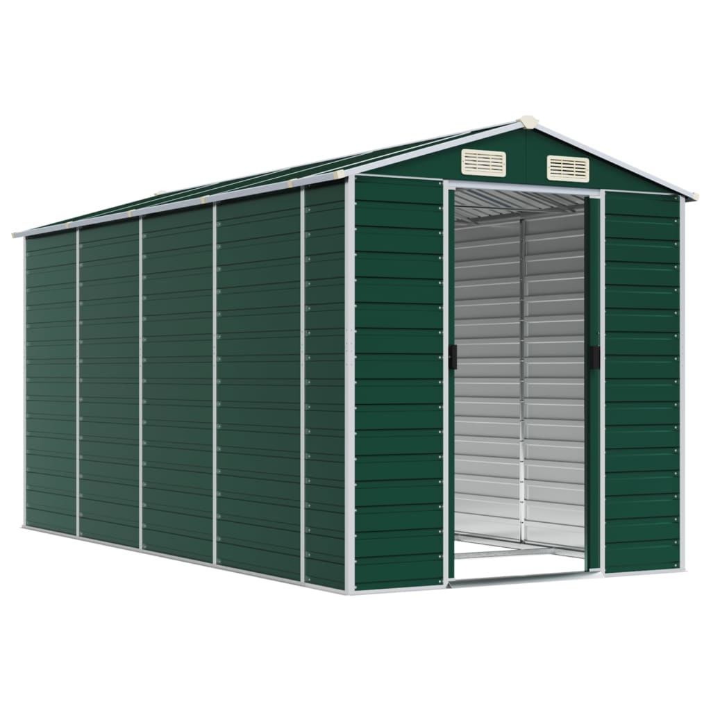Vidaxl Garden Shed 191x385x198 cm de acero galvanizado verde