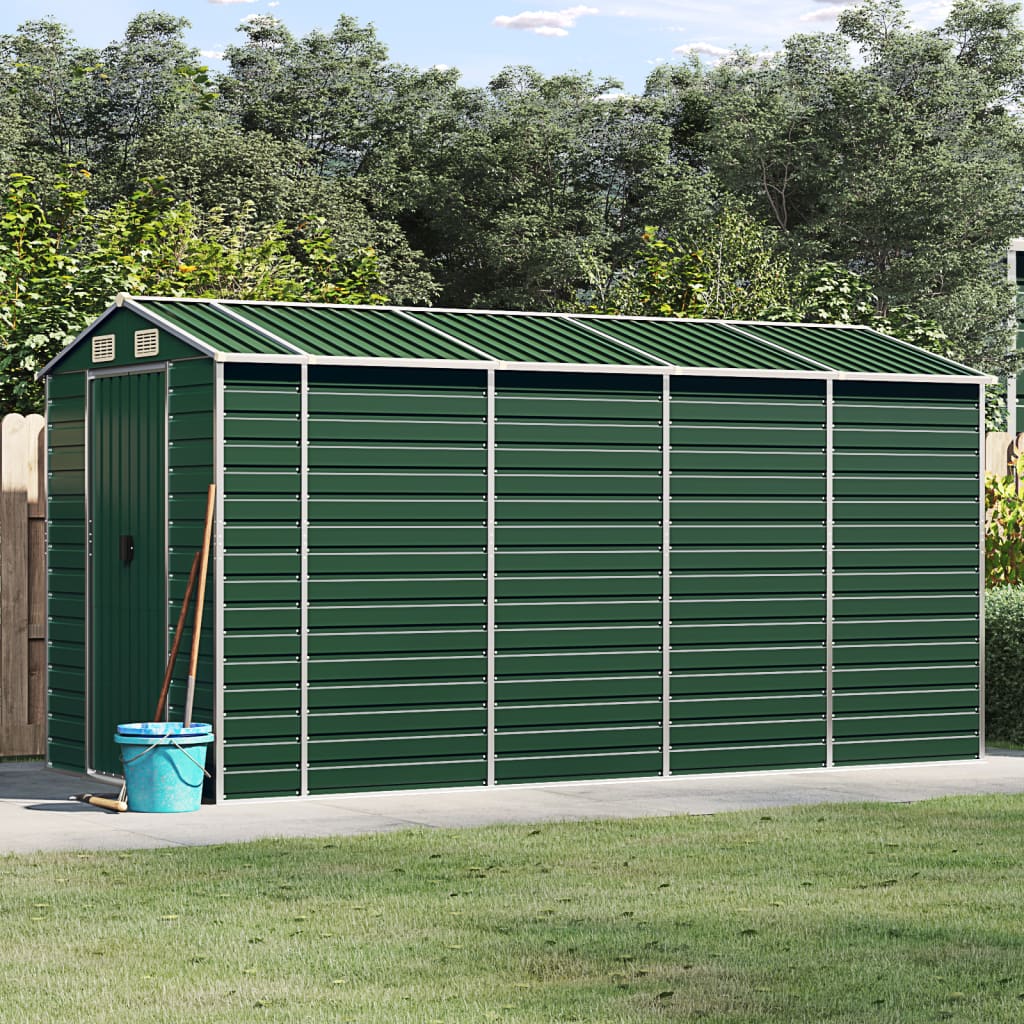 Vidaxl Garden Shed 191x385x198 cm de acero galvanizado verde