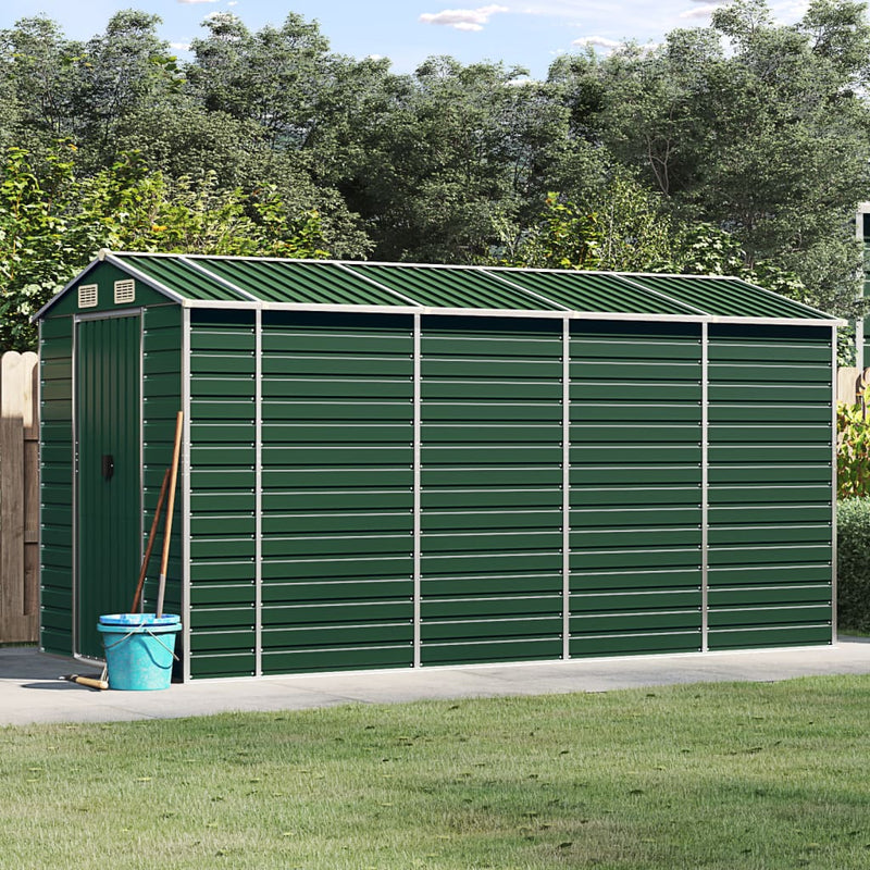 Vidaxl Garden Shed 191x385x198 cm de acero galvanizado verde