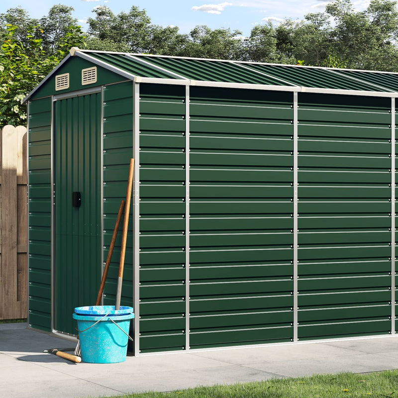 Vidaxl Garden Shed 191x640x198 cm de acero galvanizado verde
