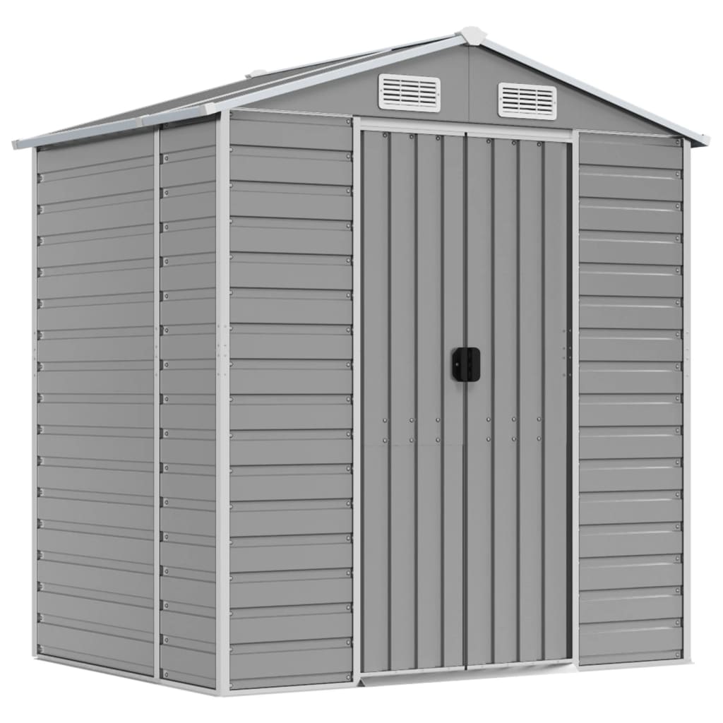Vidaxl Garden Shed 191x130x198 cm de acero galvanizado gris claro