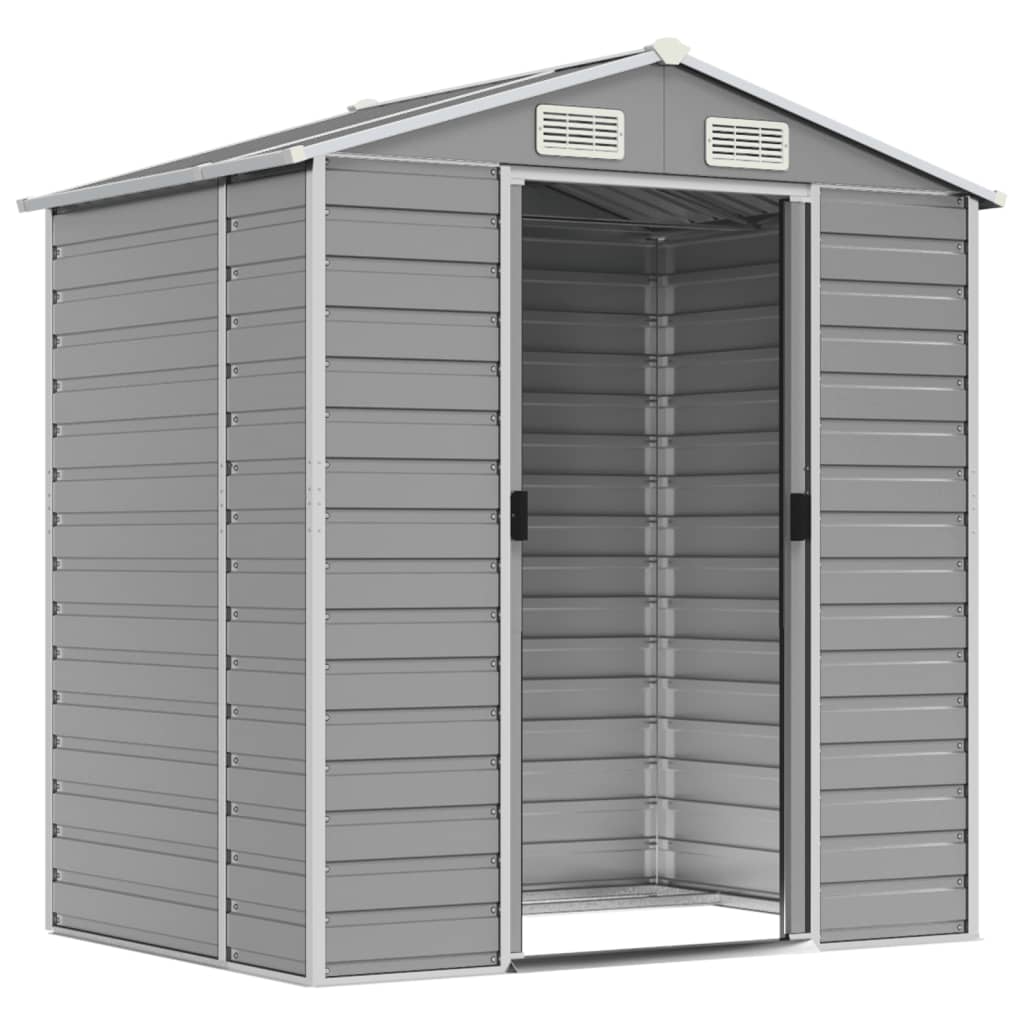 Vidaxl Garden Shed 191x130x198 cm de acero galvanizado gris claro