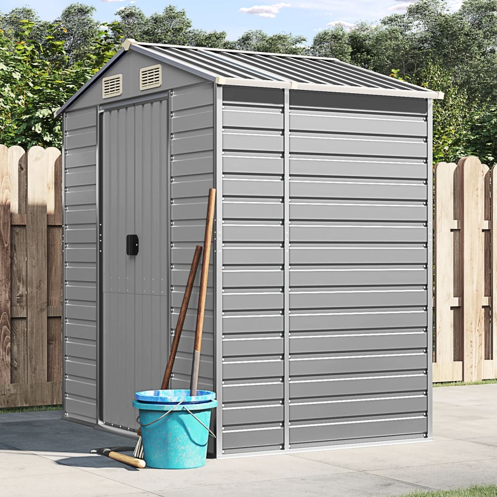 Vidaxl Garden Shed 191x130x198 cm de acero galvanizado gris claro