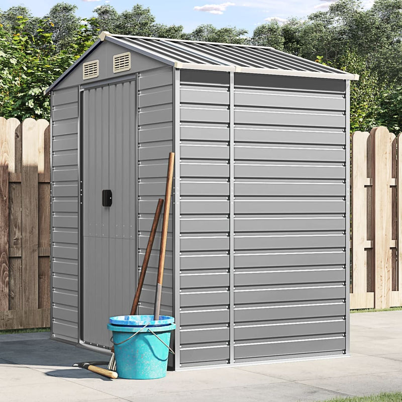 Vidaxl Garden Shed 191x130x198 cm de acero galvanizado gris claro