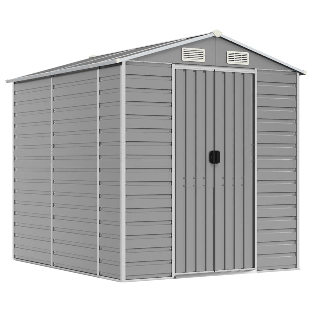 Vidaxl Garden Shed 191x215x198 cm de acero galvanizado gris claro