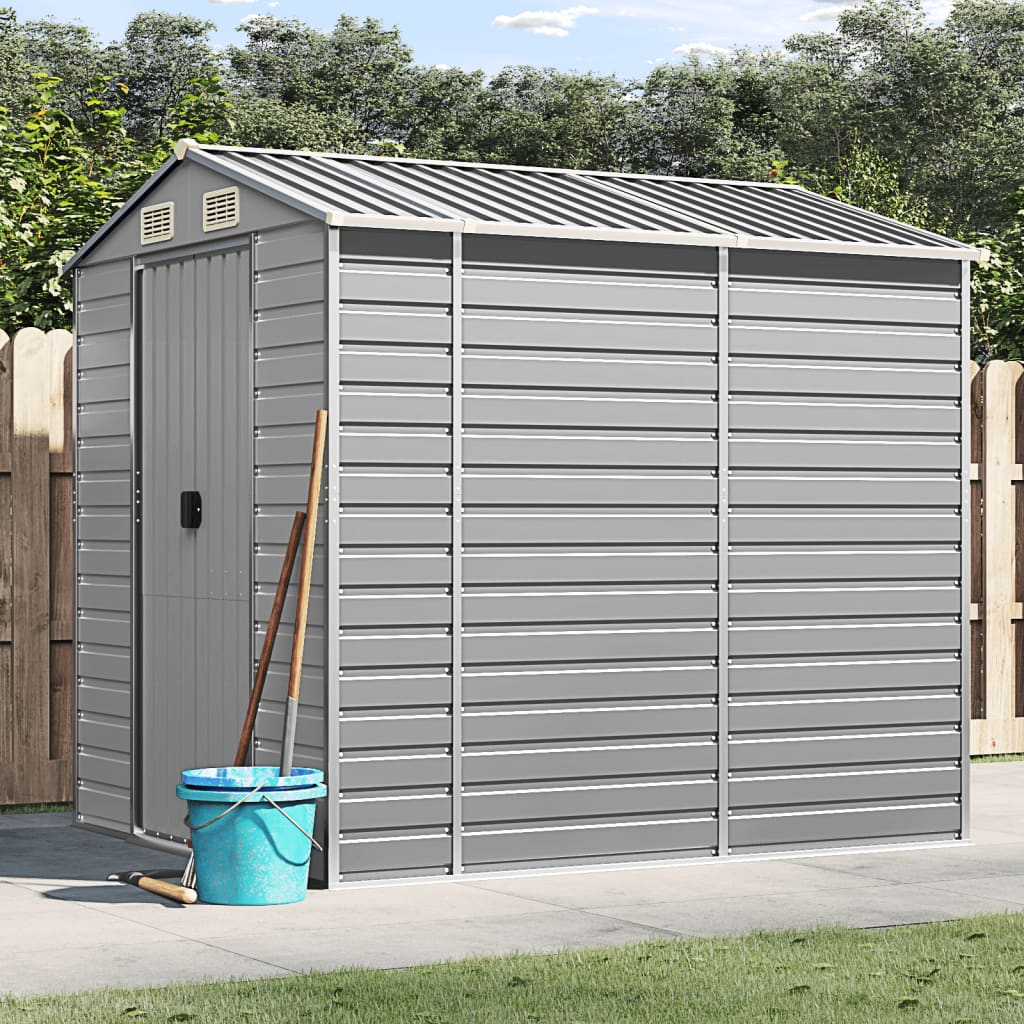 Vidaxl Garden Shed 191x215x198 cm de acero galvanizado gris claro