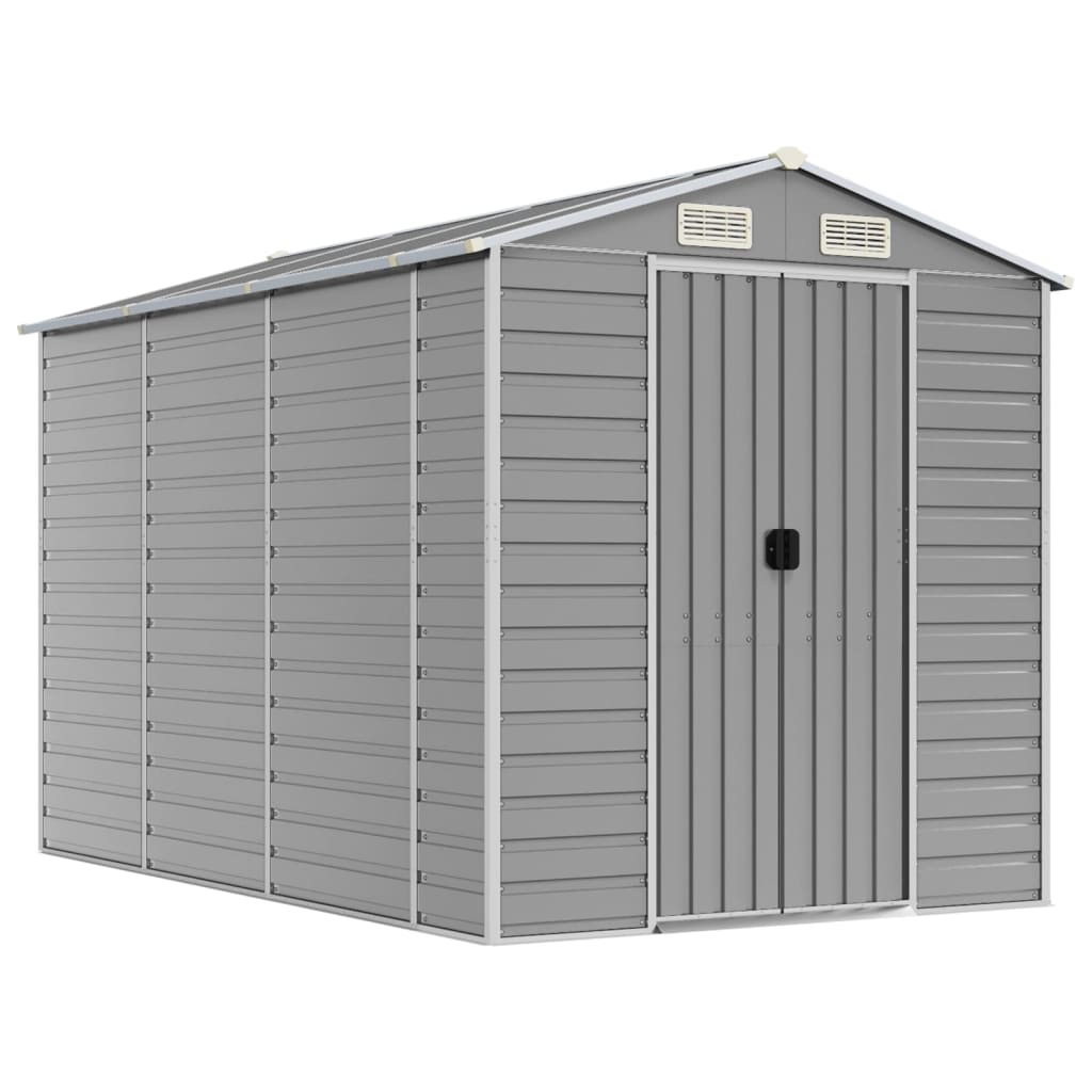Vidaxl Garden Shed 191x300x198 cm de acero galvanizado gris claro