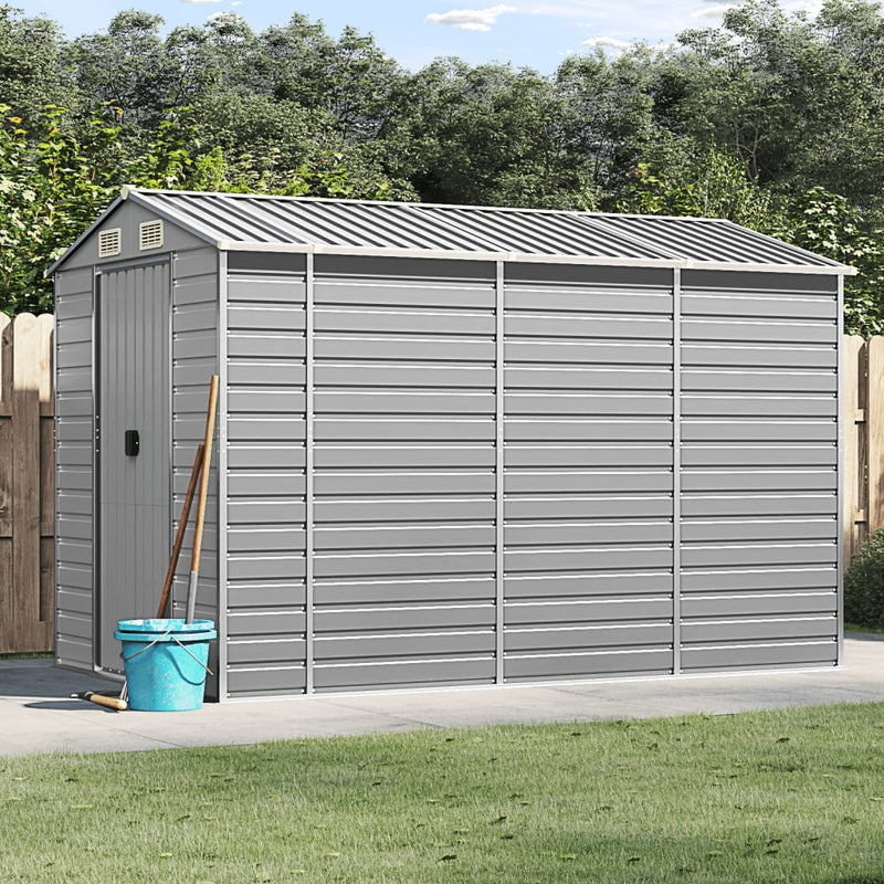 Vidaxl Garden Shed 191x300x198 cm de acero galvanizado gris claro