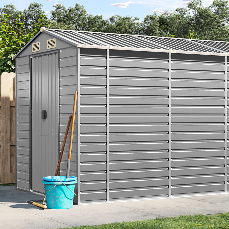 Vidaxl Garden Shed 191x470x198 cm de acero galvanizado gris claro