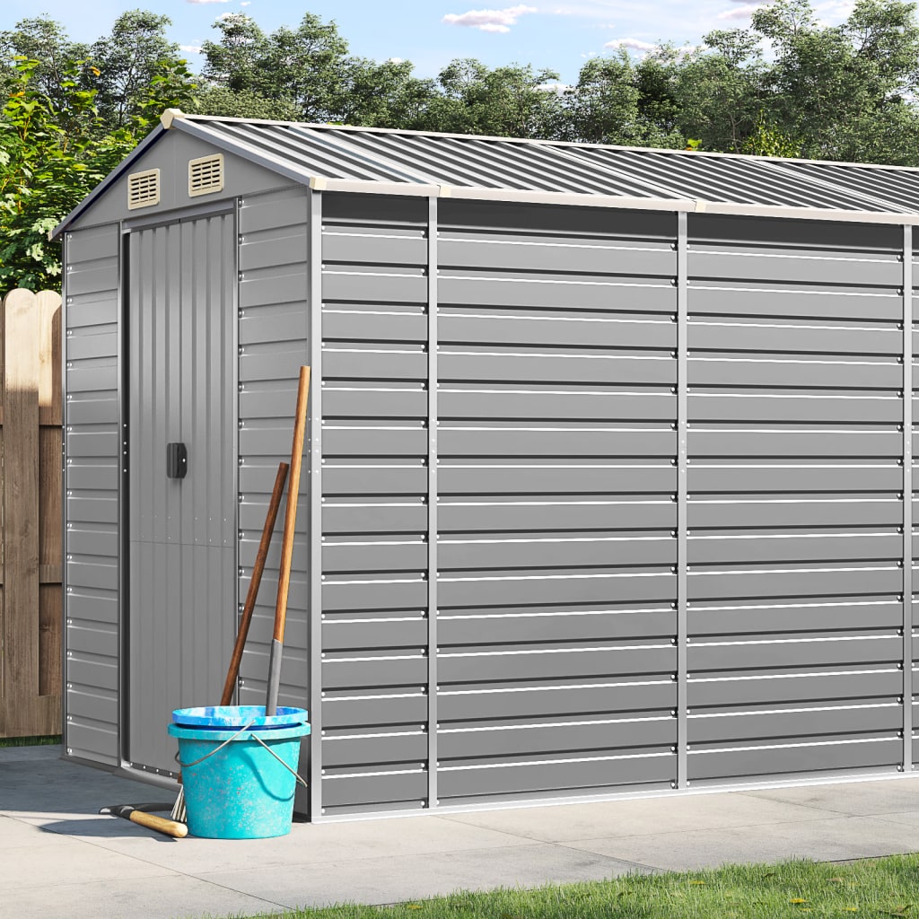 Vidaxl Garden Shed 191x725x198 cm de acero galvanizado gris claro