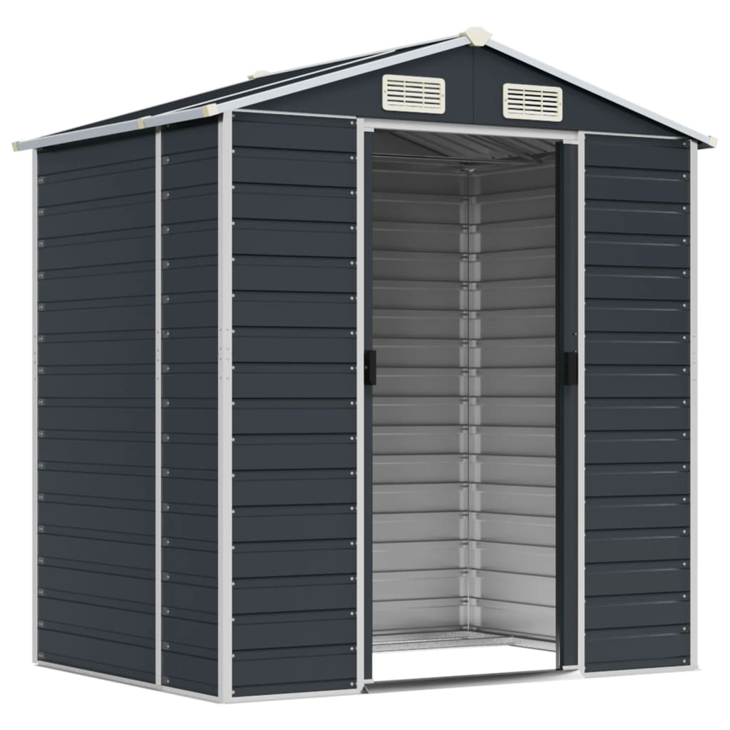 Vidaxl Garden Shed 191x130x198 cm de acero galvanizado antracita