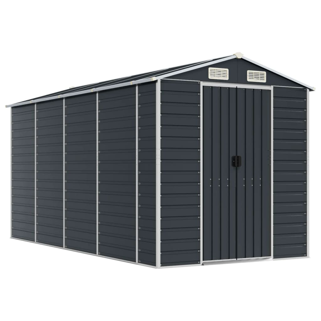 Vidaxl Garden Shed 191x385x198 cm Antracite in acciaio zincato