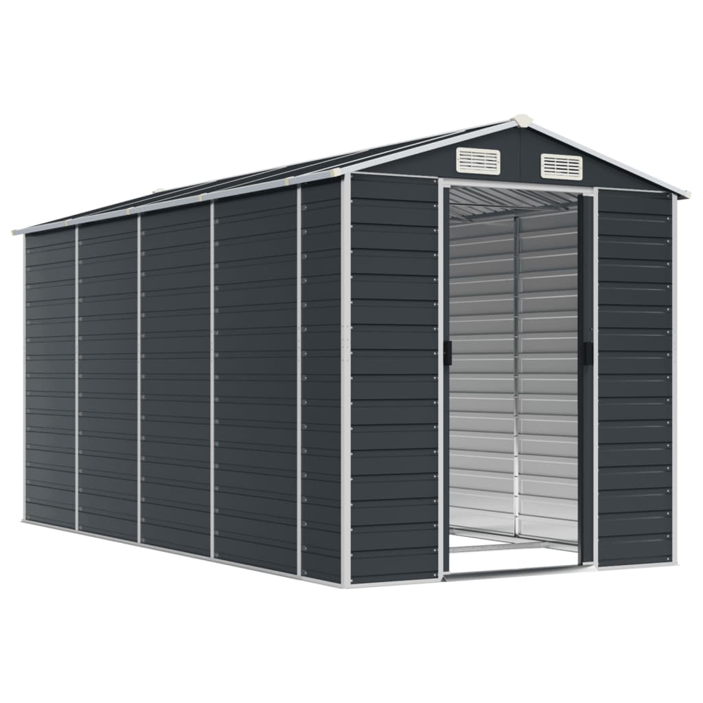 Vidaxl Garden Shed 191x385x198 cm Antracite in acciaio zincato