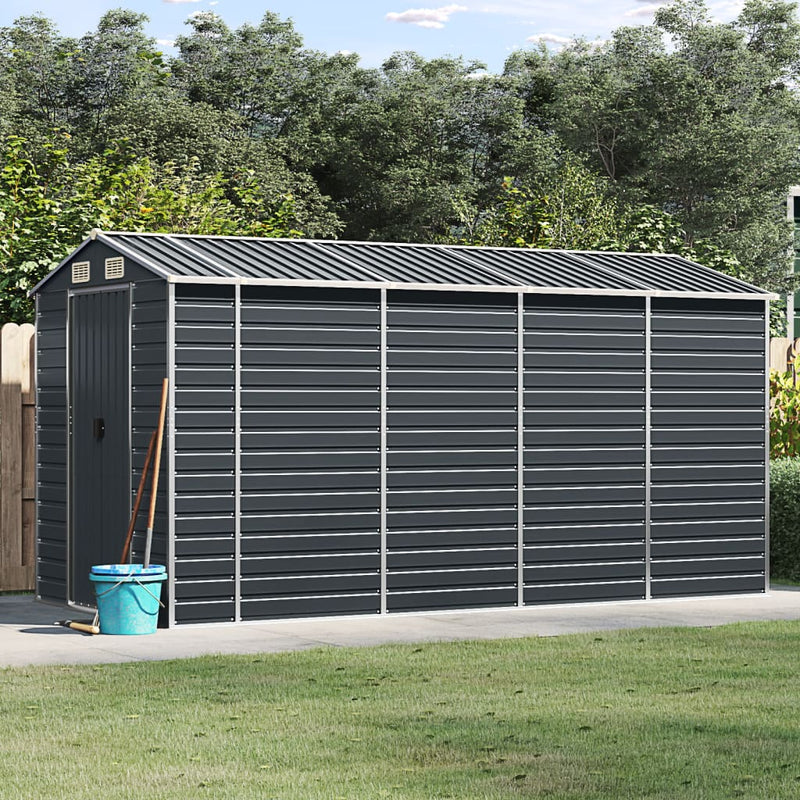 Vidaxl Garden Shed 191x385x198 cm de acero galvanizado antracita