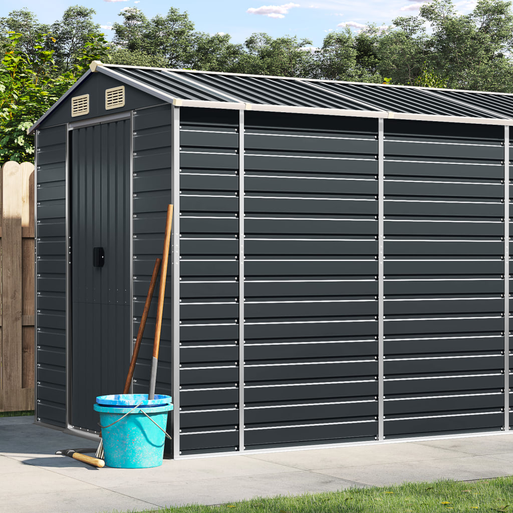 Vidaxl Garden Shed 191x470x198 cm de acero galvanizado antracita