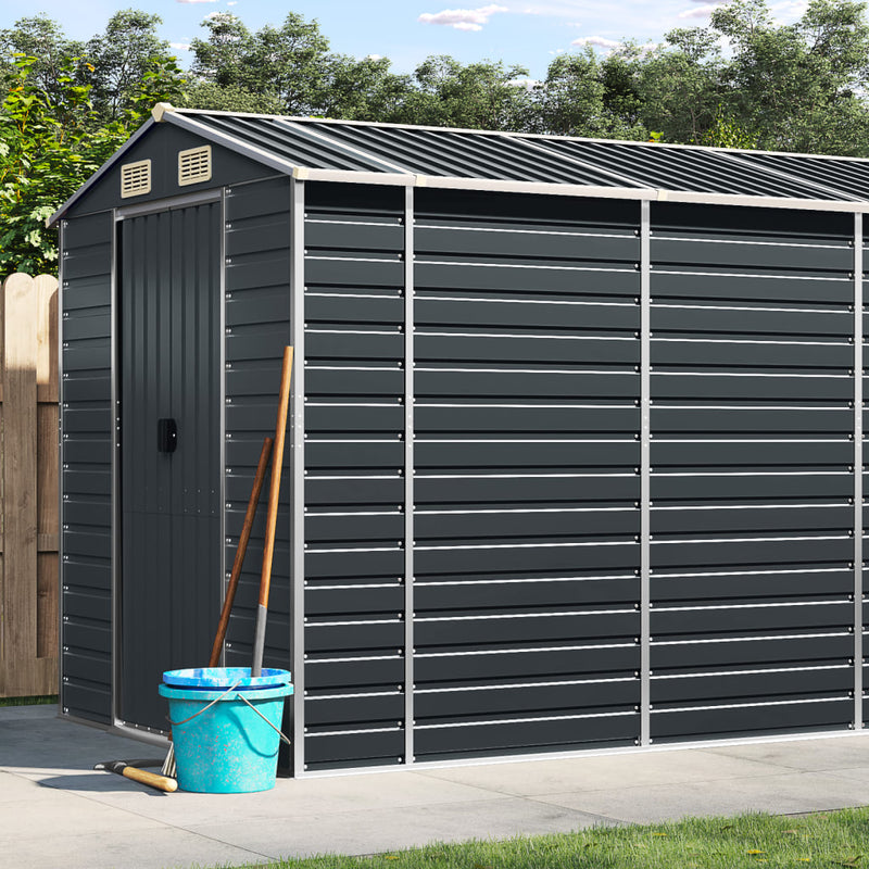 Vidaxl Garden Shed 191x470x198 cm de acero galvanizado antracita