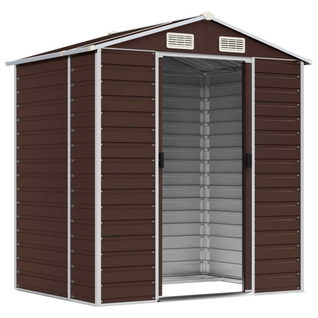 Vidaxl Garden Shed 191x130x198 cm de acero galvanizado marrón