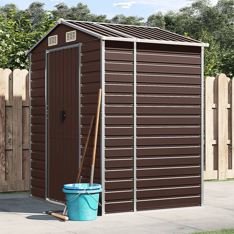 Vidaxl Garden Shed 191x130x198 cm de acero galvanizado marrón