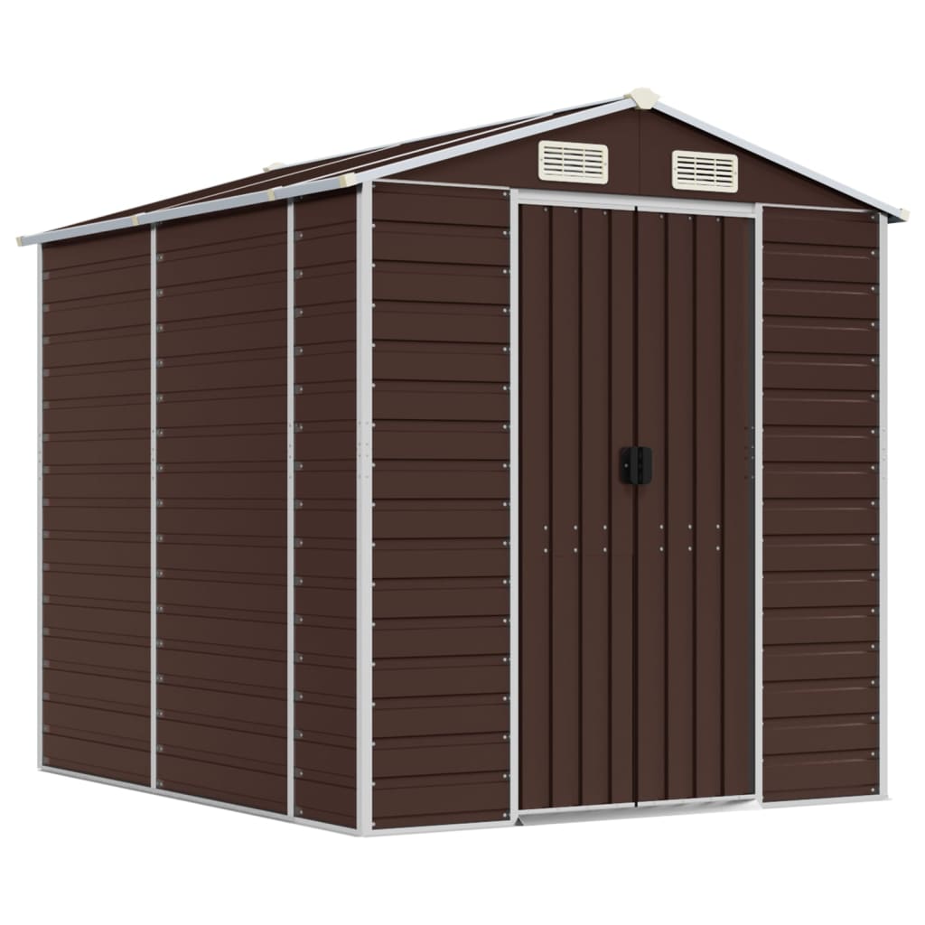 Vidaxl Garden Shed 191x215x198 cm de acero galvanizado marrón
