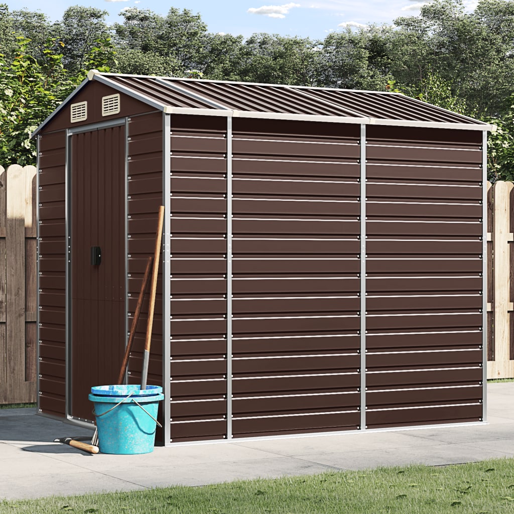 Vidaxl Garden Shed 191x215x198 cm de acero galvanizado marrón