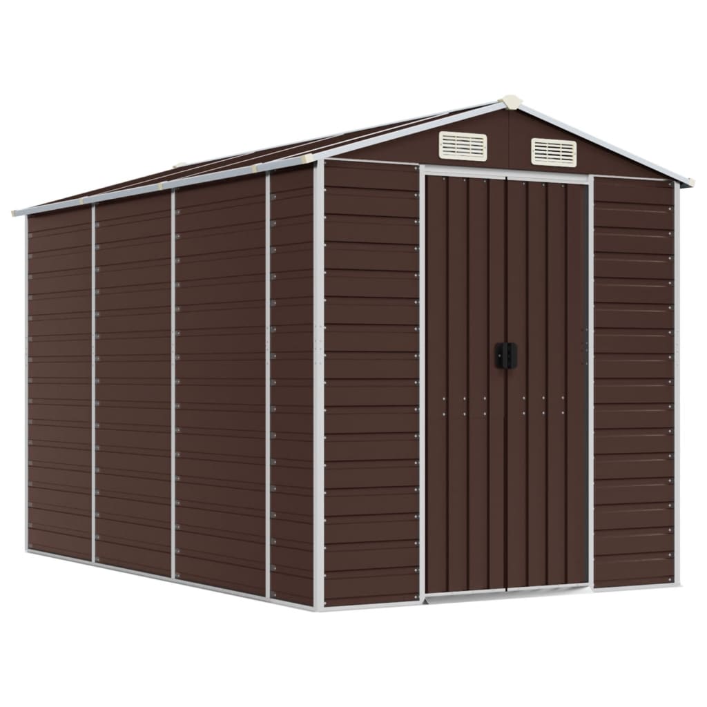 Vidaxl Garden Shed 191x300x198 cm de acero galvanizado marrón