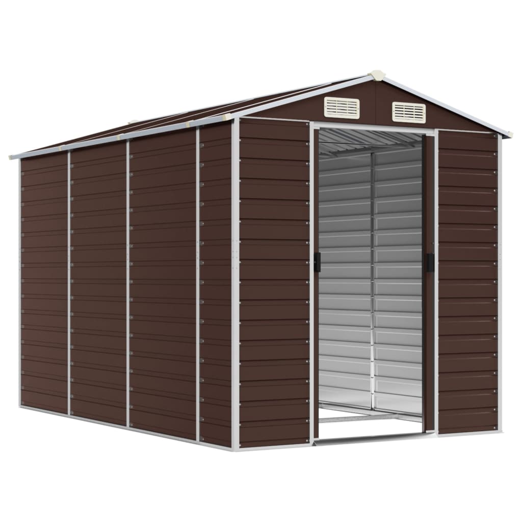 Vidaxl Garden Shed 191x300x198 cm de acero galvanizado marrón