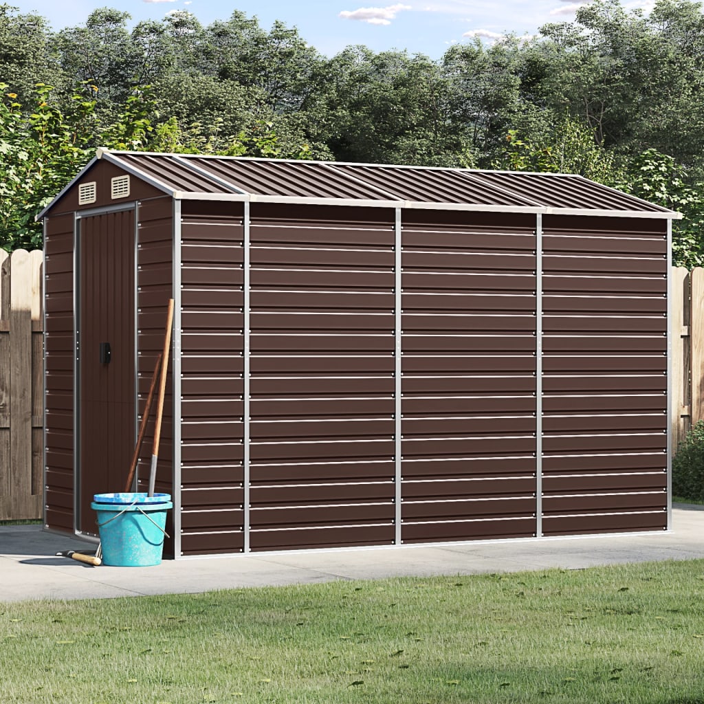 Vidaxl Garden Shed 191x300x198 cm de acero galvanizado marrón