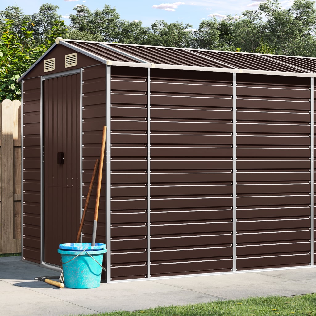 Vidaxl Garden Shed 191x5555x198 cm de acero galvanizado marrón