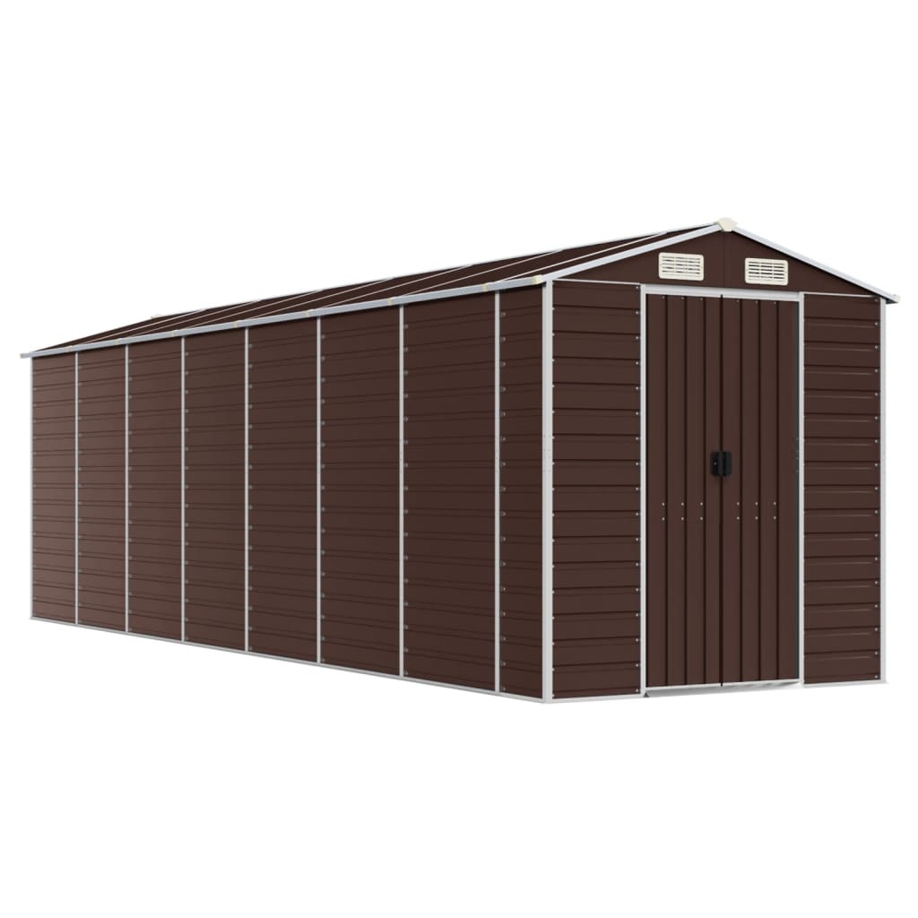 Vidaxl Garden Shed 191x640x198 cm de acero galvanizado marrón