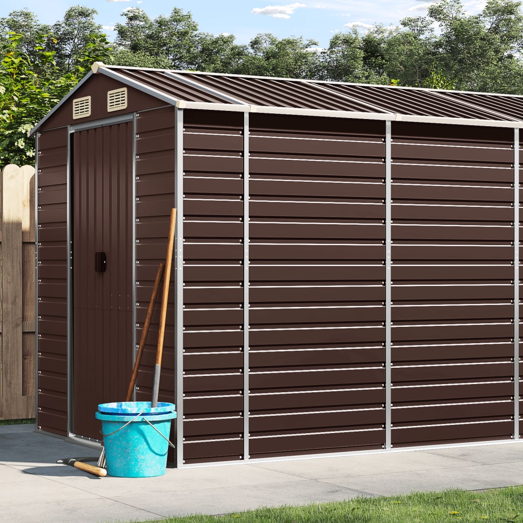 Vidaxl Garden Shed 191x640x198 cm de acero galvanizado marrón