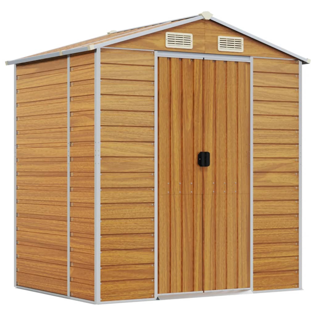 Vidaxl Garden Shed 191x130x198 cm de acero galvanizado marrón claro