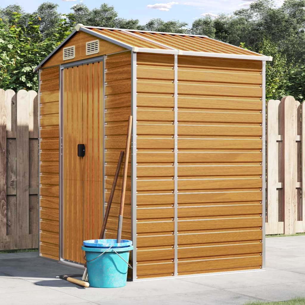 Vidaxl Garden Shed 191x130x198 cm de acero galvanizado marrón claro
